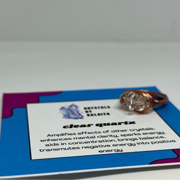 Rose Gold Clear Quartz Reiki Infused Fidget Ring Krystals By Kalaiya Handmade - Picture 2 of 7